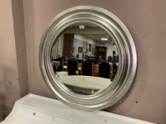 A modern circulasr silver mirror Dia. 84 cm