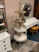 A modern wooden shabby chic style four tier dumb waiter H 158 cm