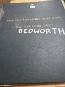A folder of North East Warwickshire water board 1/2500 plan record sheets for Bedworth