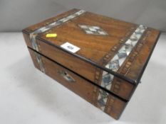 A mother of pearl Tunbridge style sewing box A/F