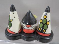 An unusual Lorna Bailey 3 piece cruet set