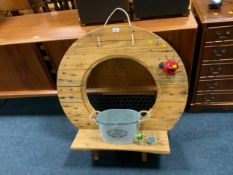 An unusual wooden and wire wall display H 92 cm