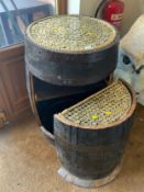 An unusual barrel bar/seat with cartridge shell detail to the tops