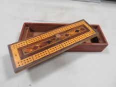 A vintage Tunbridge ware cribbage box