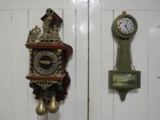 A vintage Zaandam Dutch twin weight wall clock together with a Gilbert American banjo wall clock