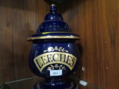 A modern reproduction leeches jar