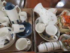 Two trays of ceramics to include Beswick Apollo tea/coffee ware