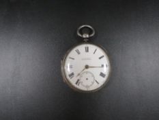A men's heavy silver cased Victorian fusee pocket watch, hallmarked Chester 1884, by Barr