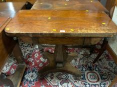 An antique rosewood card table W 92 cm. A/F