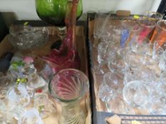 Two trays of assorted glassware