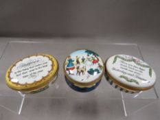 Three Bilston & Battersea Halcyon Days enamel boxes