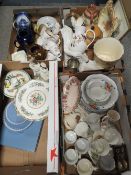 Four trays of assorted ceramics and sundries to include Wedgwood, Portmeirion etc