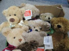 A tray of modern collectable Giles Hospice teddy bears etc