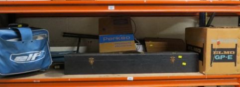 A selection of projector equipment with an Elf 16mm projector