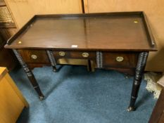A Victorian mahogany tray top wash stand raised on turned supports W 108 cm