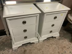 A pair of modern three drawer bedside chests