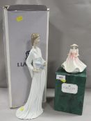 A tall Lladro figure of a lady holding a star together with a small boxed Coalport figurine