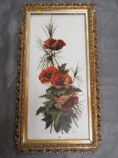 E. Perrier 1912, still life study of flowers painted on milk glass