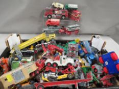 A box of playworn die cast to include Dinky, Corgi etc