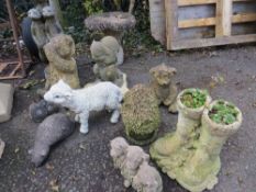 A selection of concrete garden ornaments