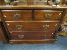 An antique mahogany four drawer chest W 101 cm. A/F
