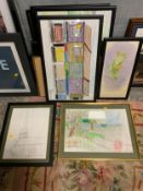Victoria Bowater-Wright A collection of assorted framed drawings and sketches. (12)