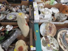 Four trays of ceramics and collectables to include collectors plates