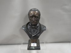 A cast metal bust of Wagner