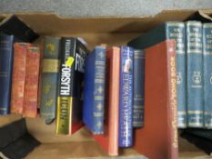 A tray of assorted books to include signed copy of Edward Heath autobiography and a signed Frederick