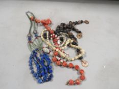 A lapis lazuli vintage bead necklace and other vintage necklaces