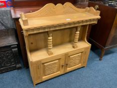 A modern pine hanging cupboard/rack W 84 cm