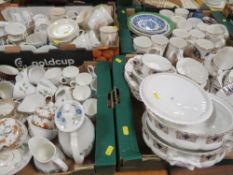 Four trays of ceramics to include Wedgwood Clementine