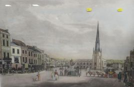 A large coloured engraving ‘A View Of High Street Birmingham’ 58 x 81 cm