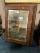 An unusual mahogany stepped mirrored wall cabinet 88 x 68 cm - Note No Key