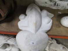 A white marble quartz stone type statue of an erotic nature - H 50 cm, W 35 cm