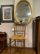 A small Edwardian mahogany chair together with a modern gilt oval mirror. (2)