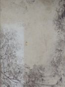 Circle of David Cox, woodland scene with figures, bears signature and dated 1867 monotone