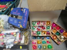 A selection of vintage Christmas decorations etc