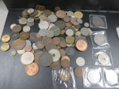 A box of antique coins, including 18th and 19th century types