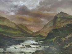 A large Highlands oil on canvas together with four further oils and prints (5)