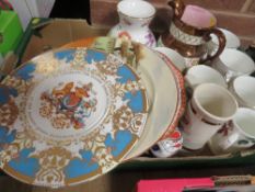 Three trays of assorted ceramics to include Spode and Royal Doulton
