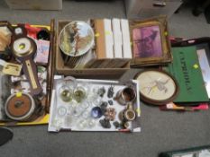 Four boxes of sundries to include an enamel sign, collectors plates etc