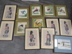 A box of assorted prints to include humorous golfing examples