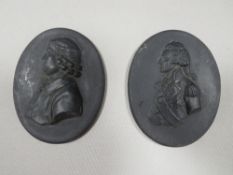 Two Wedgwood basalt style plaques of Josiah Wedgwood and Nelson