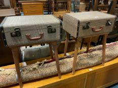 A pair of modern suitcase style bedside cabinets. (2)