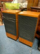 A pair of vintage mid century teak cased Goodmans speakers