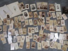 A tray of vintage Carte De Visite, cabinet photos etc.