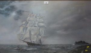 A large framed seascape print