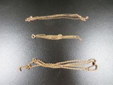 A hallmarked 9 carat gold chain together with a 9kt example approx. combined weight 3.8g together