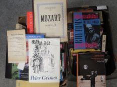 Two trays of music books and scores